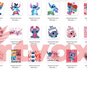 Alternative view of Stitch PNG Bundle Angel Lilo Sublimation Design, Cute Character Shirt Graphic, Tropical Summer Vacation Clipart Digital Download