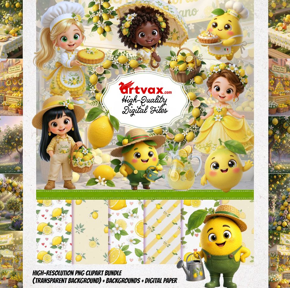 Lemon Clipart Bundle PNG
